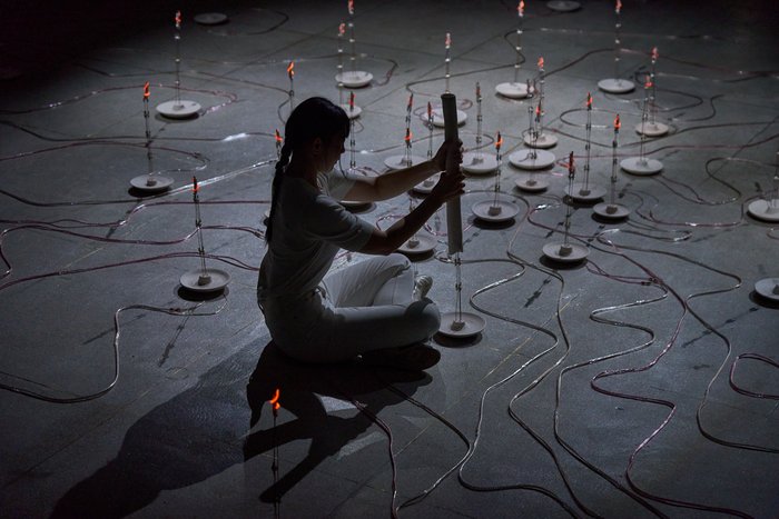 Scene from Boeun Kim's performative installation “Mourning Heat.”