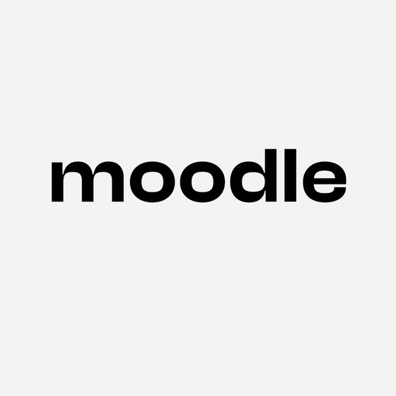 Moodle-Logo in fettgedruckter schwarzer Schrift auf hellgrauem Hintergrund.