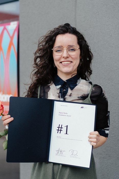 At the 2026 Digital Media Graduation Awards ceremony, the first prize went to Julia Vollmer.