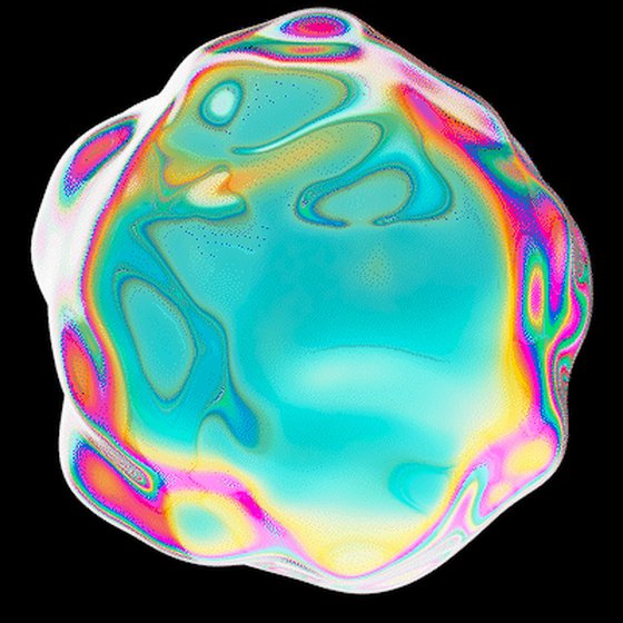 Animiertes Bild einer farbenfrohen, sich verändernden 3D-Form des Masterstudios System+Interaktion.